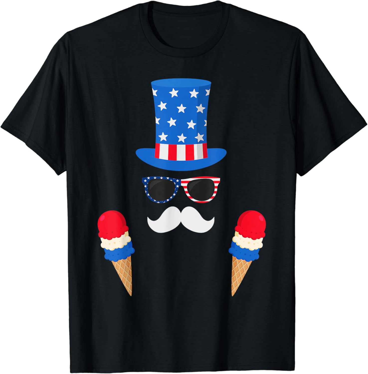 Uncle Sam Costume Ice Cream Cones 4th of July TShirt